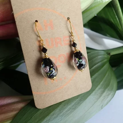 Black Glass Drop Earrings - Ah Sure Look It