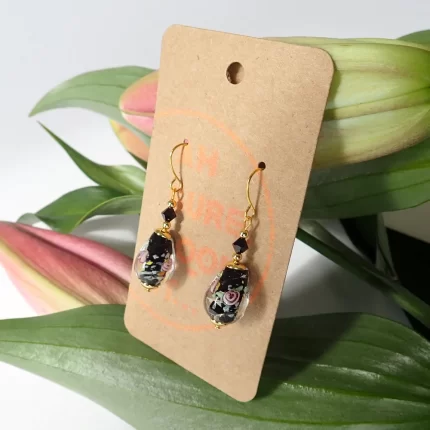 Black Glass Drop Earrings - Ah Sure Look It