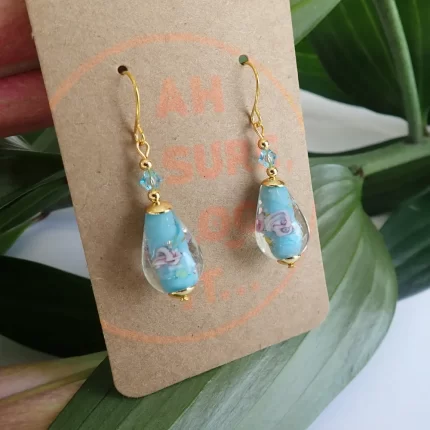 Blue Glass Drop Earrings - Ah Sure Look It