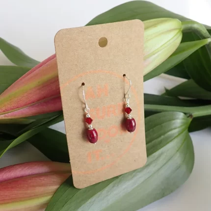 Burgundy Mini Dangle Earrings - Ah Sure Look It