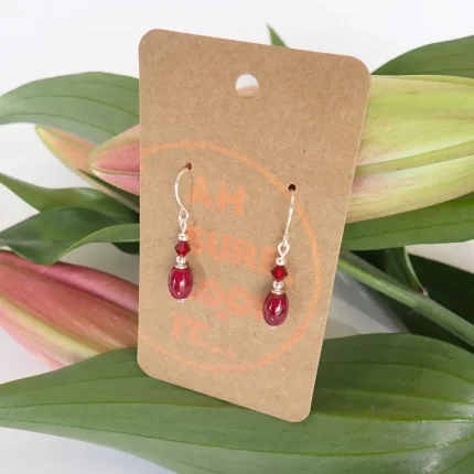 Burgundy Mini Dangle Earrings - Ah Sure Look It