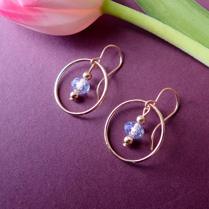 Gold Blue Crystal Earrings