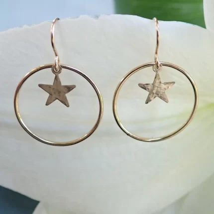 Gold Star Circle Earrings