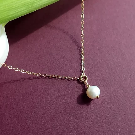 Gold Tiny Pearl Necklace