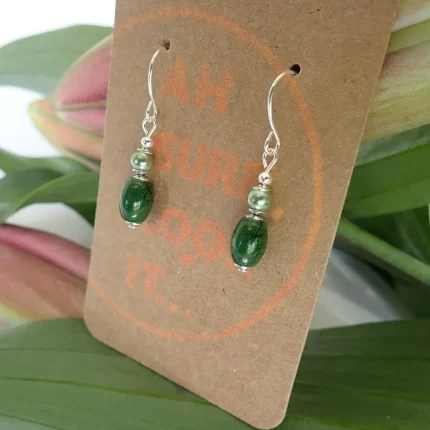 Green Mini Dangle Earrings - Ah Sure Look It