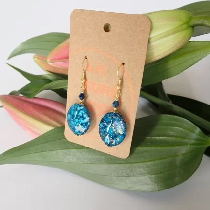 Large Blue Splatter Earrings - Ah Sure Look It