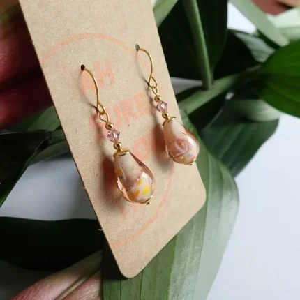 Peach Glass Drop Earrings - Ah Sure Look It