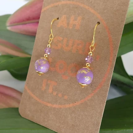 Purple Gold Earrings - Ah Sure Look It