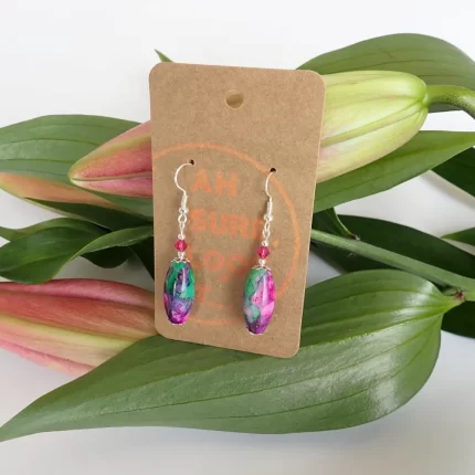 Purple Green Painted Earrings - Ah Sure Look It