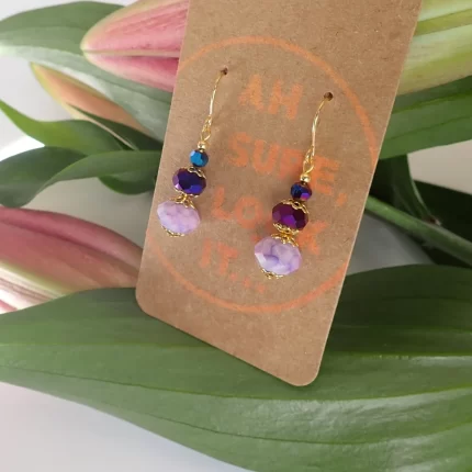 Purple Stone Earrings - Ah Sure Look It