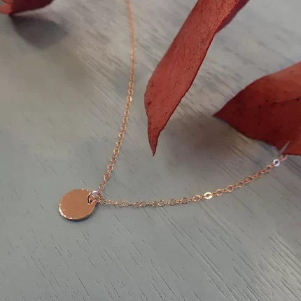 Rose Gold Tiny Hammered Disc Necklace