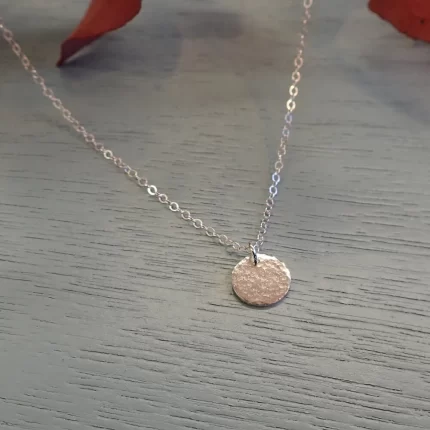 Silver Tiny Hammered Disc Necklace