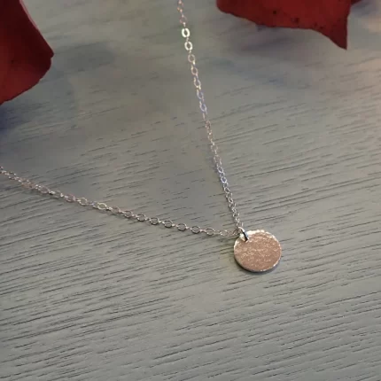 Silver Tiny Hammered Disc Necklace